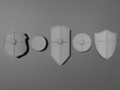 5 Shield Package Low-poly 3D model