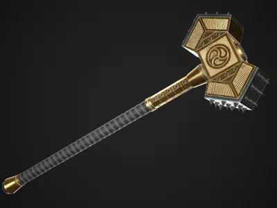Fantasy Great Hammer 02 Low-poly 3D model