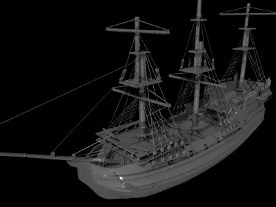 Ship model sailing Low-poly 3D model