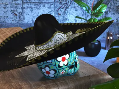 Mariachi Calavera Cielo Alegre 3D model