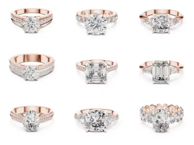 100 Woman Rings 3DM STL with 3 COLOR photos and videos 3D print model