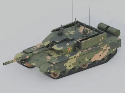 Type 99A Chinese Main Battle Tank Low-poly 3D model