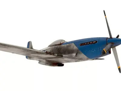 American P-51 Mustang WW2 Fighter Low-poly 3D model