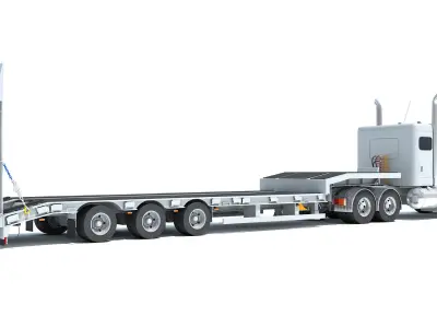 Semi-Truck with Platform Trailer 3D model