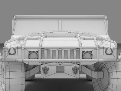 Humvee jeep in desert Low-poly 3D model purchase