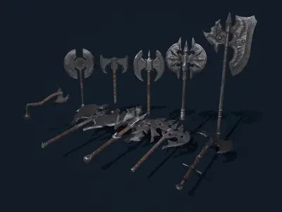 Axe Fantasy Game 3d model Low-poly 3D collections 3D Model Pack