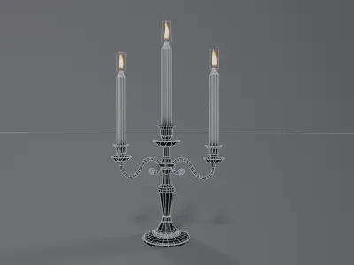 Three Arms Candelabra - Game Ready Prop Low-poly 3D model