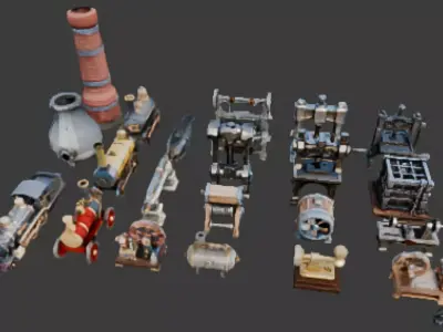 Industrial Machinery Pack Low-poly 3D model
