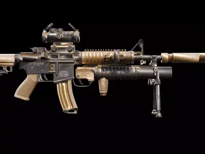 Modern Tactical Carbine Rifle Model M4 Weapon Game Ready Low-poly 3D model