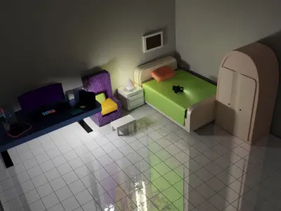 3D MODLE camera on table Low-poly 3D model