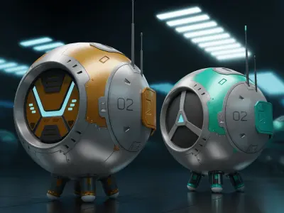 PR-02MV futuristic space ball Low-poly 3D model