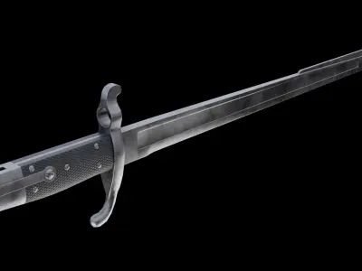 German bayonet Hirschfanger 1871 Hf71 Low-poly 3D model