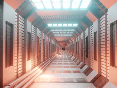 Sci-Fi Passageway for Games or Animation Low-poly 3D model
