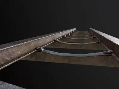 Old Railway Track Low-poly 3D model