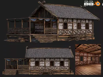 Old Medieval Building House 4K Textures GameReady 62 Low-poly 3D model