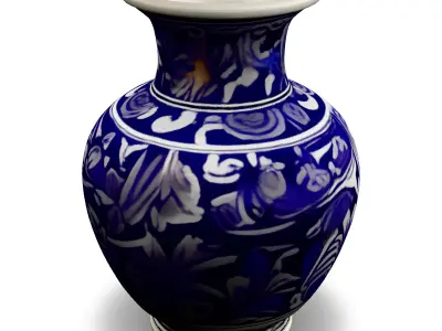 Ornate Blue and White Porcelain Vase Low-poly 3D model