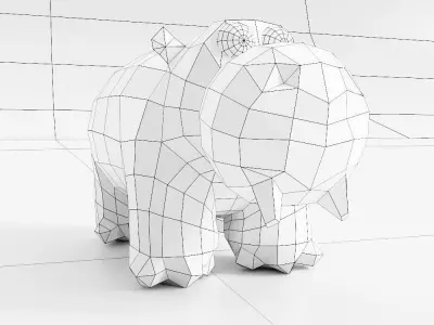 Hippopotamus 3d model polygonal hippo Low-poly 3D model