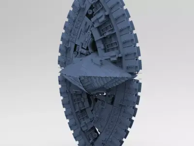 Art Deco Sci-Fi Disk Ship 3 3D model