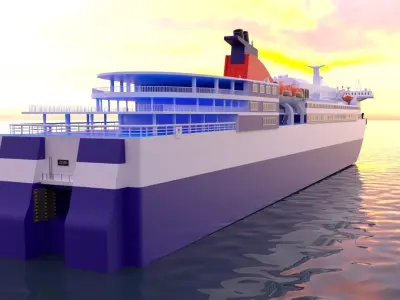 Realistic Game Ready Ferry Cruise Passenger Ship 3D model
