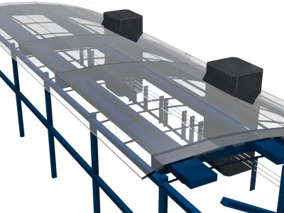 Industrial Shed Low-poly 3D model