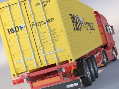 Euro Truck With Containers 3D model