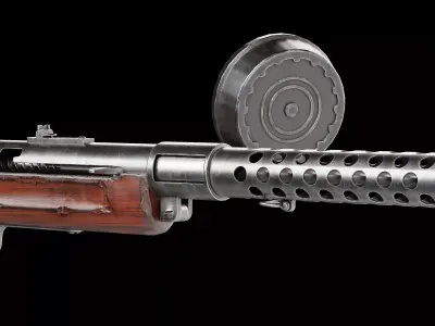 Bergmann MP18 submachine gun Low-poly 3D model