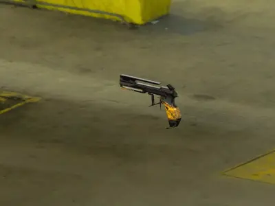 Low Poly Low Res Background Sci-Fi Pistol Low-poly 3D model