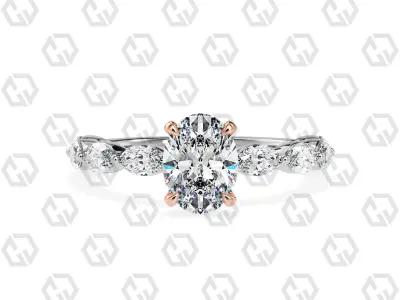 Ring 86 Oval Shape marquise on shanks with Gems 3D print model
