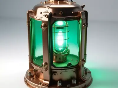 Steampunk Industrial Submarine Green Lantern 3D model