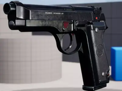 Beretta 92S  Low-poly 3D model Low-poly 3D model