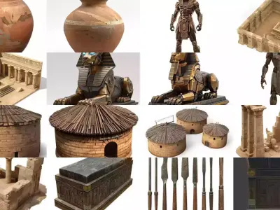 Ancient Egyptian Relics  Cyber Pharaohs 3D Collection 3D Model Pack
