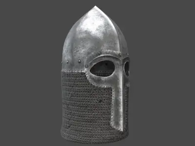 Medieval Helmet Low-poly 3D model 2