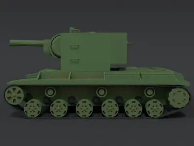 Low Poly Cartoon KV 2 Tank Low-poly 3D model