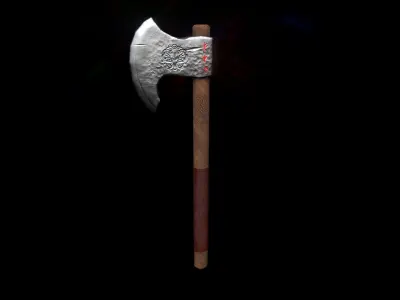 Viking Axe Low-poly 3D model 8