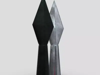 Arrowhead pair of metal sculptures Low-poly 3D model