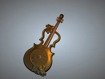 violin wall clock 3D print model