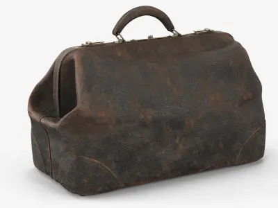Vintage Shabby Leather Bag 3D model