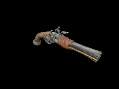 Stylized pirate pistol Free low-poly 3D model