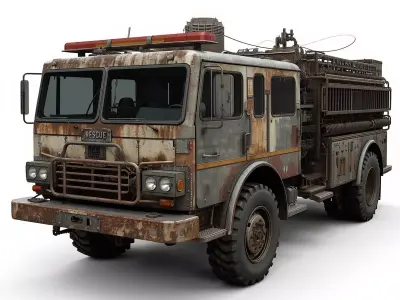 Rusted Apocalypse Rescue Truck 3D Model Low-poly 3D model
