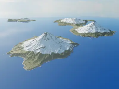 Snowy volcano islands PBR 3D model
