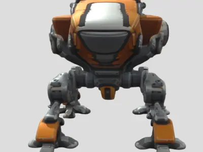 Large Robot 3D Model PBR Textured Sci-Fi Game Ready Low-poly 3D model