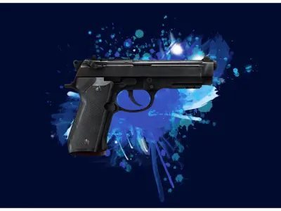 PISTOL 2 - Beretta M9A1 Pistol - 4K Game Ready Low-poly 3D model