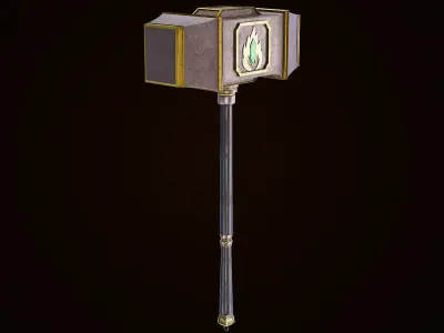 Battle Hammer 02 All PBR Unity UE V-Ray Textures Included Low-poly 3D model