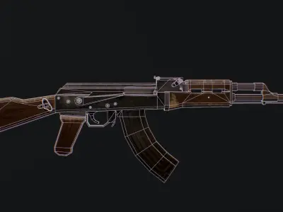 AK-47 ak - rifle Low-poly 3D model get