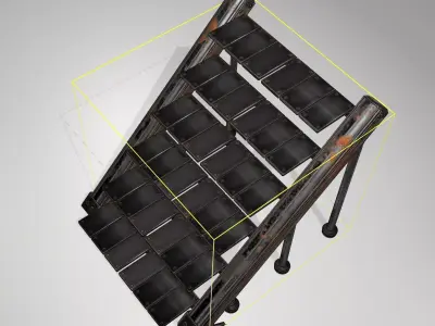 Futuristic Stairs - 16 - Rusty Textures Low-poly 3D model