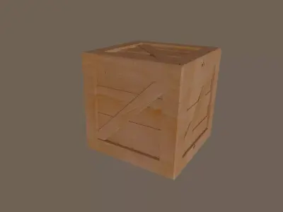 Wooden Box Low-poly 3D model 4