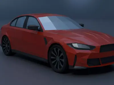 Low Poly Stylized Sports Sedan - Game Ready Low-poly 3D model