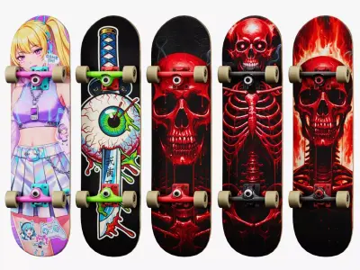 Y2K Skate Pack PBR 4K Game Model Low-poly 3D model