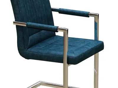 Dining chair leather and metal Low-poly 3D model