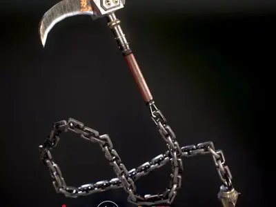 HIE Game Ready Kusarigama Low-poly 3D model